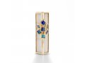 Glass and Metal Israel Museum Mezuzah Case - Blue Cluster