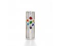 Glass and Metal Israel Museum Mezuzah Case - Colorful Cluster
