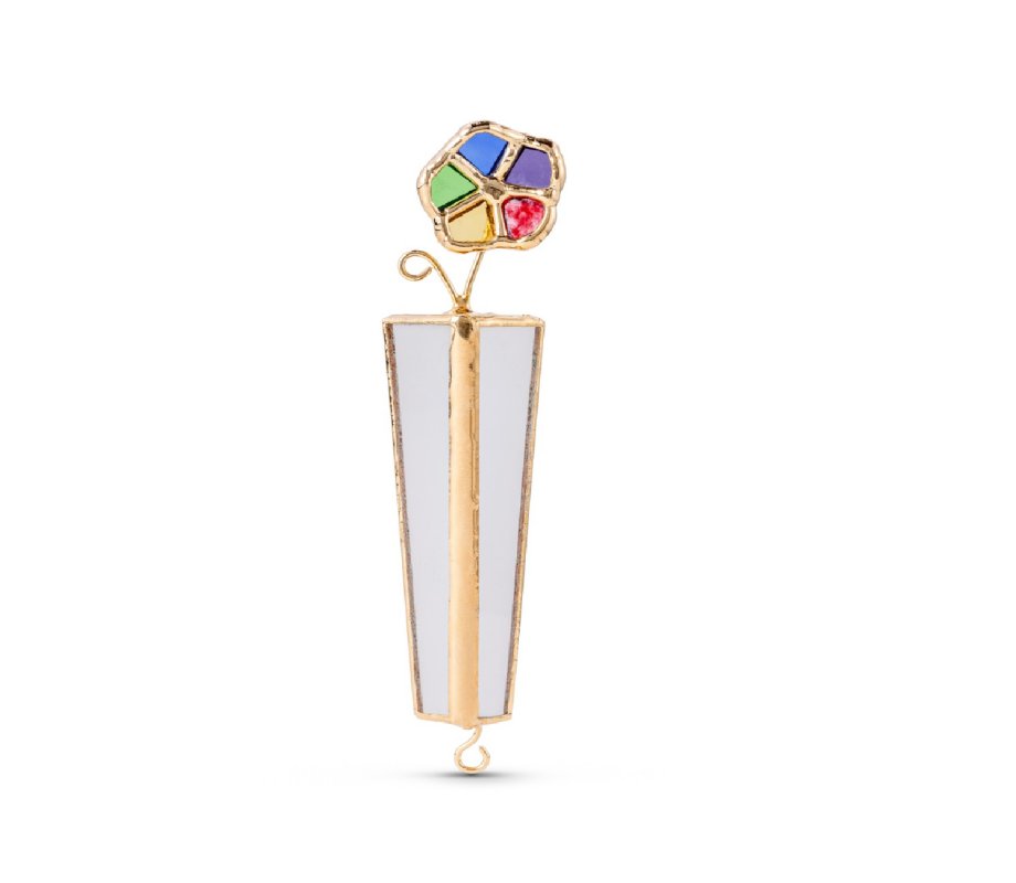 Glass and Metal Israel Museum Mezuzah Case - Colorful Flower