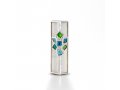 Glass and Metal Israel Museum Mezuzah Case - Turquoise Cluster