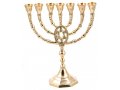 Gold Colored Brass Seven Branch Menorah, Framed Star of David – 10