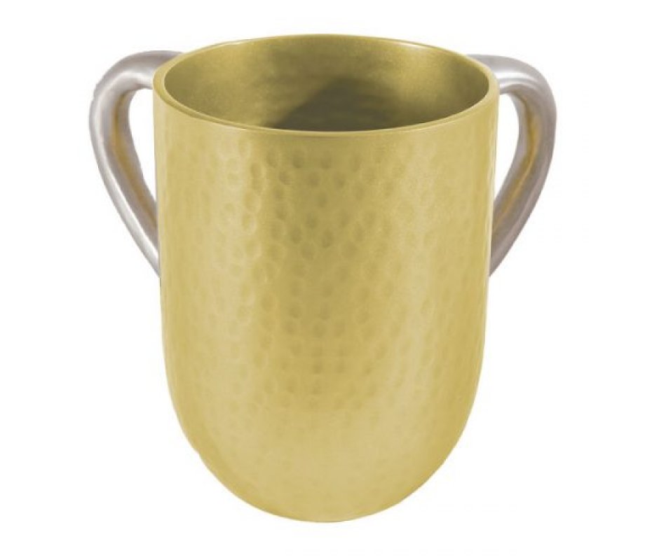 Gold Hammered Aluminum Netilat Yadayim Wash Cup - Yair Emanuel