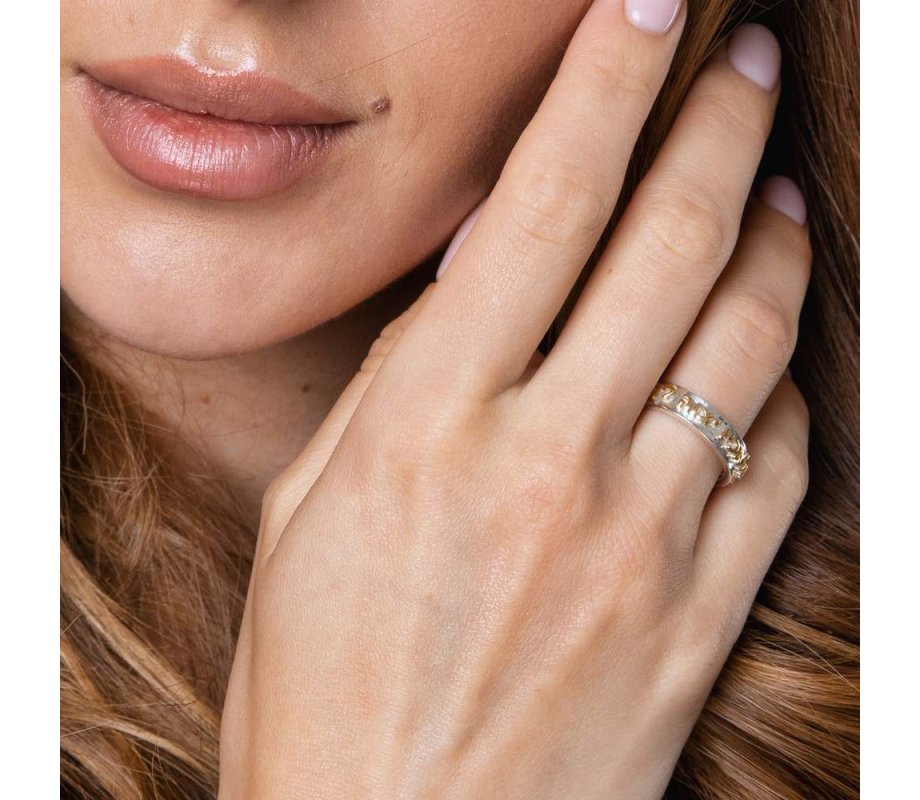 Gold Plated and Sterling Silver Ring, Protection Psalm Words - Hebrew and English