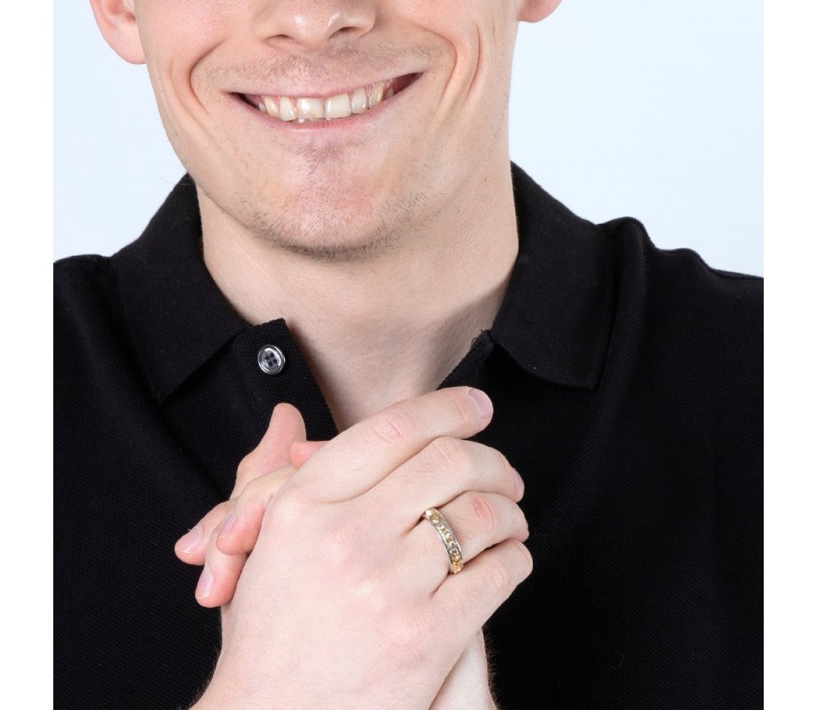 Gold Plated and Sterling Silver Ring, Protection Psalm Words - Hebrew and English