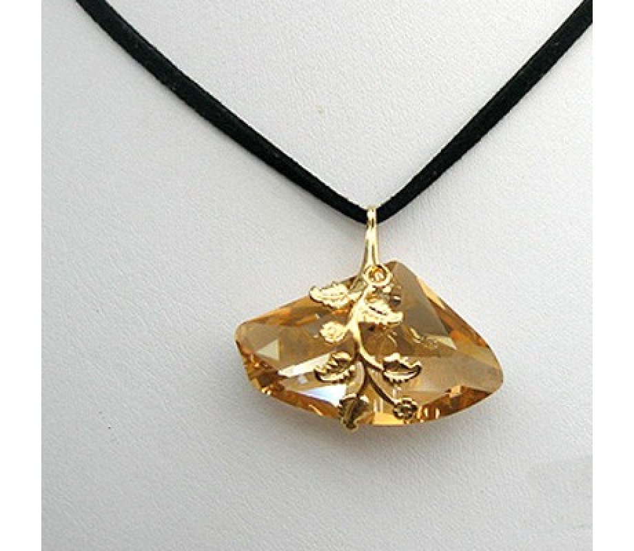 Gold Style Nugget Necklace on Black Cord - Edita