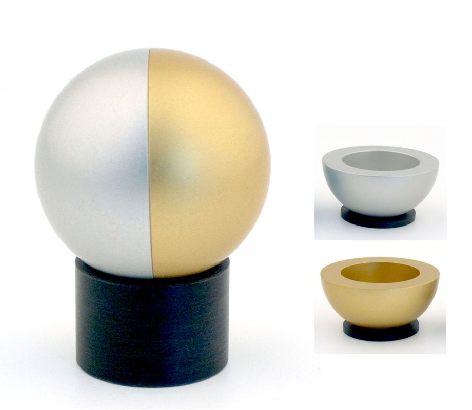 Gold Travelling Aluminum Shabbat Candlesticks Ball Series by Agayof