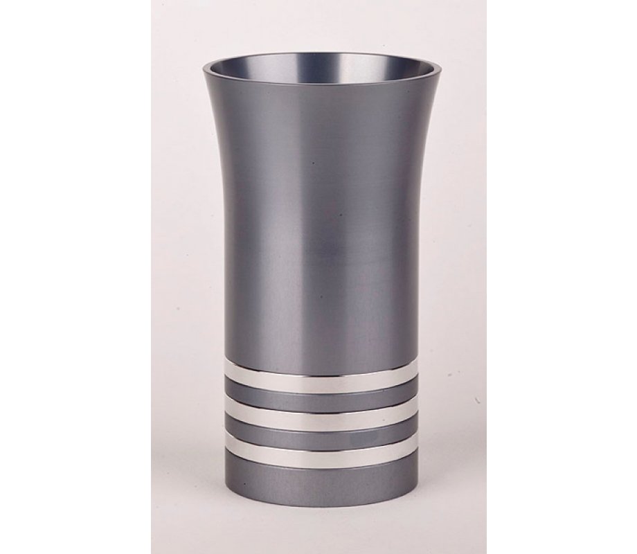 Grey with Stripes Anodized Aluminium Kiddush Cup by Agayof