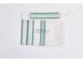 Hallel Wool Tallit Non Slip Prayer Shawl with Green Stripes
