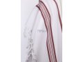 Hallel Wool Tallit Non Slip Prayer Shawl with Maroon Stripes