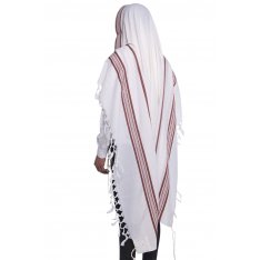 Hallel Wool Tallit Non Slip Prayer Shawl with Maroon Stripes