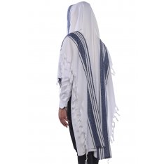 Halleluyah Wool Non Slip Tallit - Royal Blue and Black Stripes