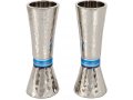 Hammered Nickel Cone Candlesticks with Colored Rings - Yair Emanuel