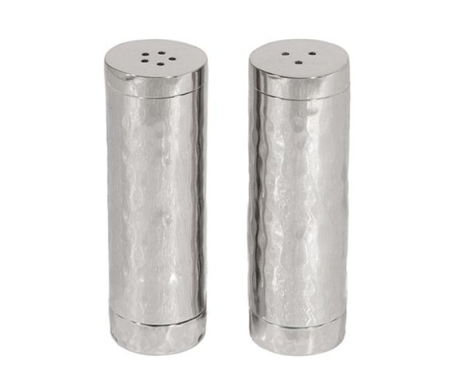 Hammered Nickel Salt and Pepper Shakers – Decorative Bands BY Yair Emanuel