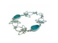 Hammered Sterling Silver Flower Bracelet and Roman Glass Dewdrops - Michal Kirat