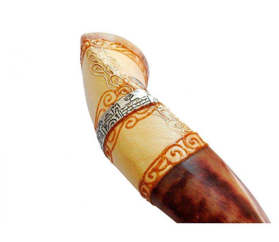 Hand Painted Jumbo Yemenite Shofar - Jerusalem