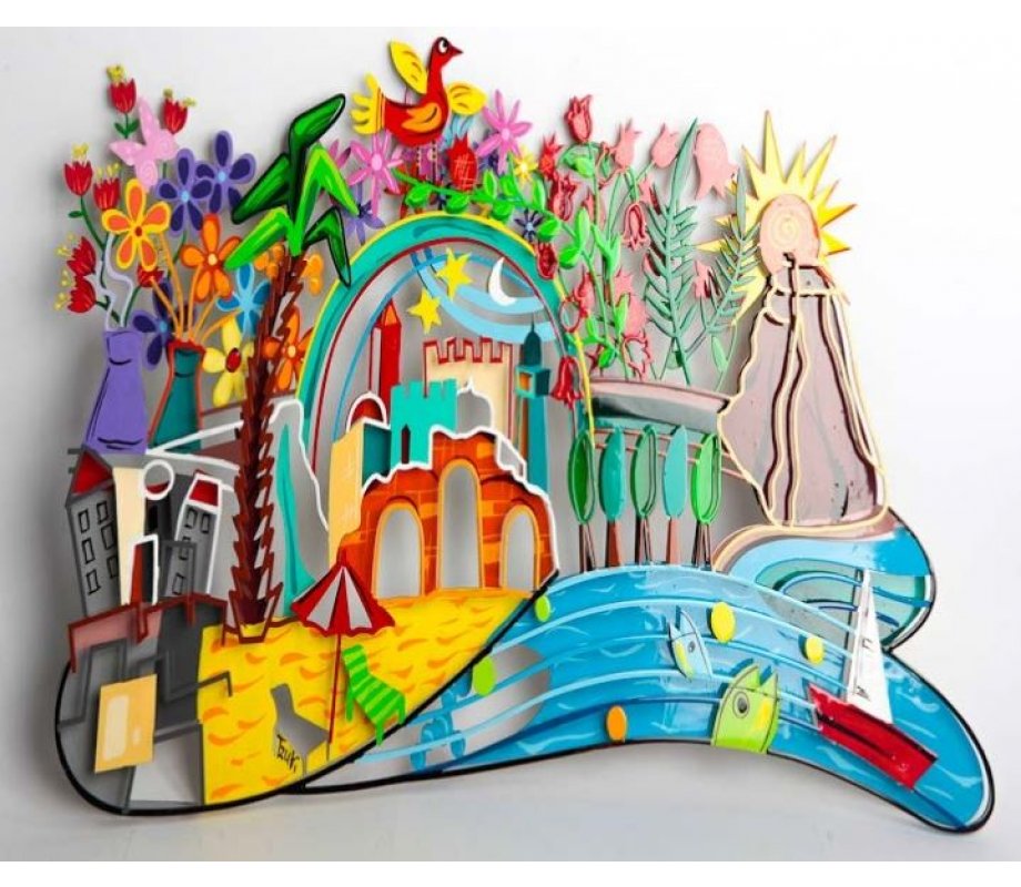 Hand Painted Sculpture with Images of Israel - Tzuki Art
