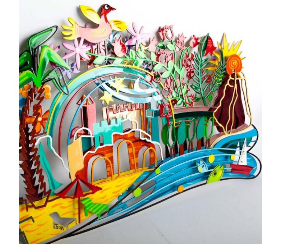 Hand Painted Sculpture with Images of Israel - Tzuki Art
