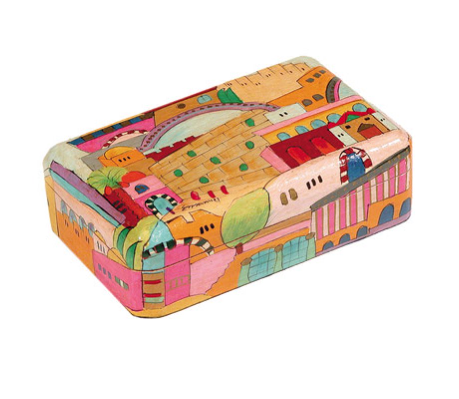 Hand Painted Wood Jewelry Box, Colorful Jerusalem - Yair Emanuel