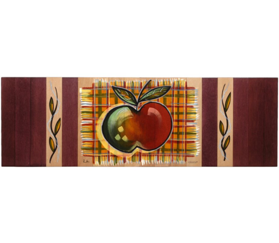 Hand Painted Wood Table Runner, Apple Design - Kakadu Art