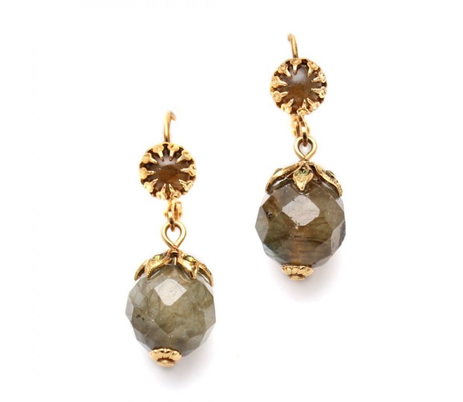 Handcrafted Autumn Mood Drop Earrings with Semi Precious Gems - Amaro