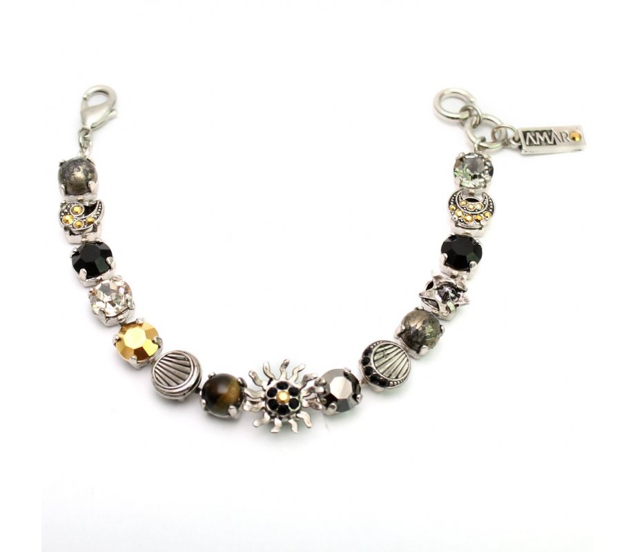Handcrafted Bracelet, Silver and Semi-Precious Stones and Crystals - Amaro