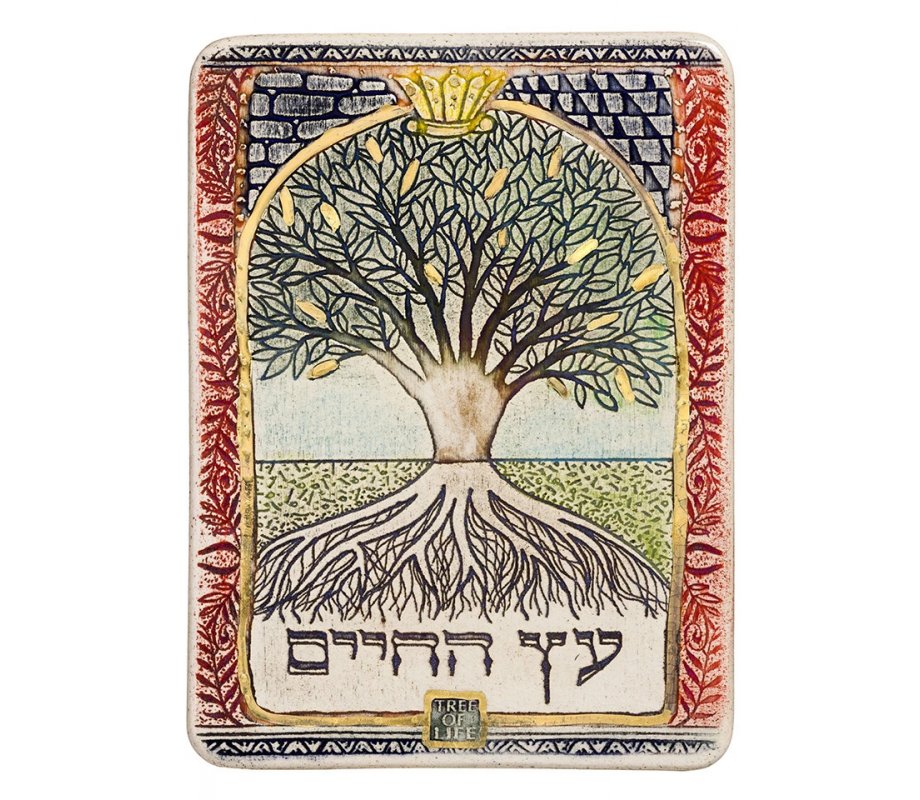 Handcrafted Ceramic 24K Gold Decorated Plaque, Tree of Life - Art in Clay