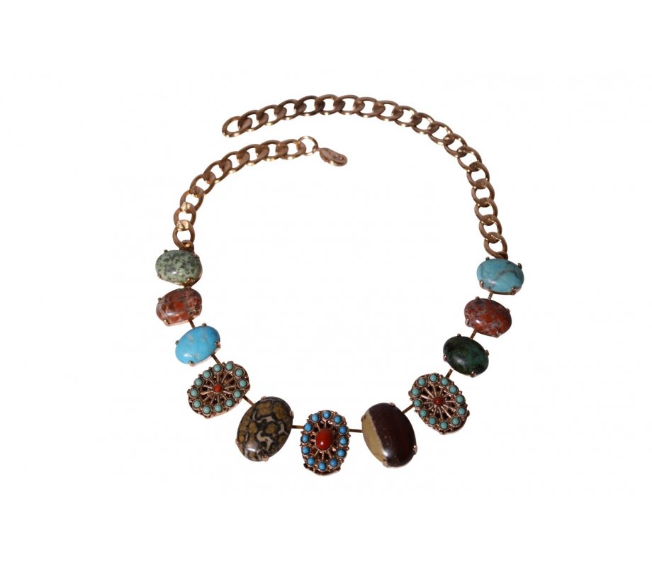 Handcrafted Semi Precious Stones on Rose Gold Chain, From Isis Collection - Amaro