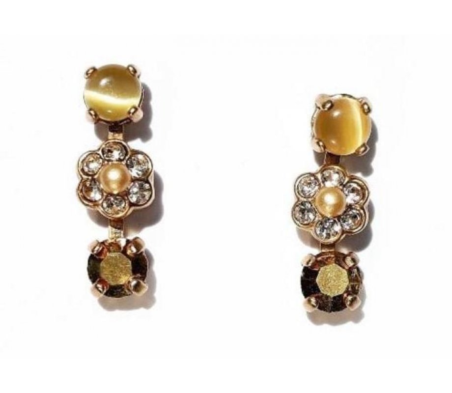 Handrafted Gold Plate Clip-On Drop Earrings, Illumination Collection - Amaro