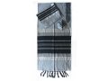 Handwoven Gray Silk Prayer Shawl Set with Black Stripes - Gabrieli