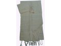 Handwoven Off-white Cotton Prayer Shawl Tallit Set Silver Stripes  Gabrieli