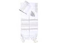 Handwoven Silk Prayer Shawl Set with Gold and Silver Stripes - Gabrieli