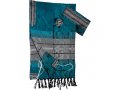 Handwoven Silk Prayer Shawl Tallit Set, Teal Blue and Silver Stripes - Gabrieli