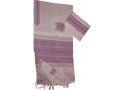 Handwoven White Silk Tallit Prayer Shawl Set with Fuchsia Stripes - Gabrieli