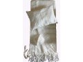 Handwoven White Wool Tallit Set with Gold Stripes - Gabrieli