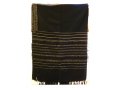 Handwoven Wool Prayer Shawl Set, Black with Gold Stripes - Gabrieli