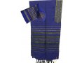 Handwoven Wool Royal Blue Prayer Shawl Set Black and Gold stripes - Gabrieli