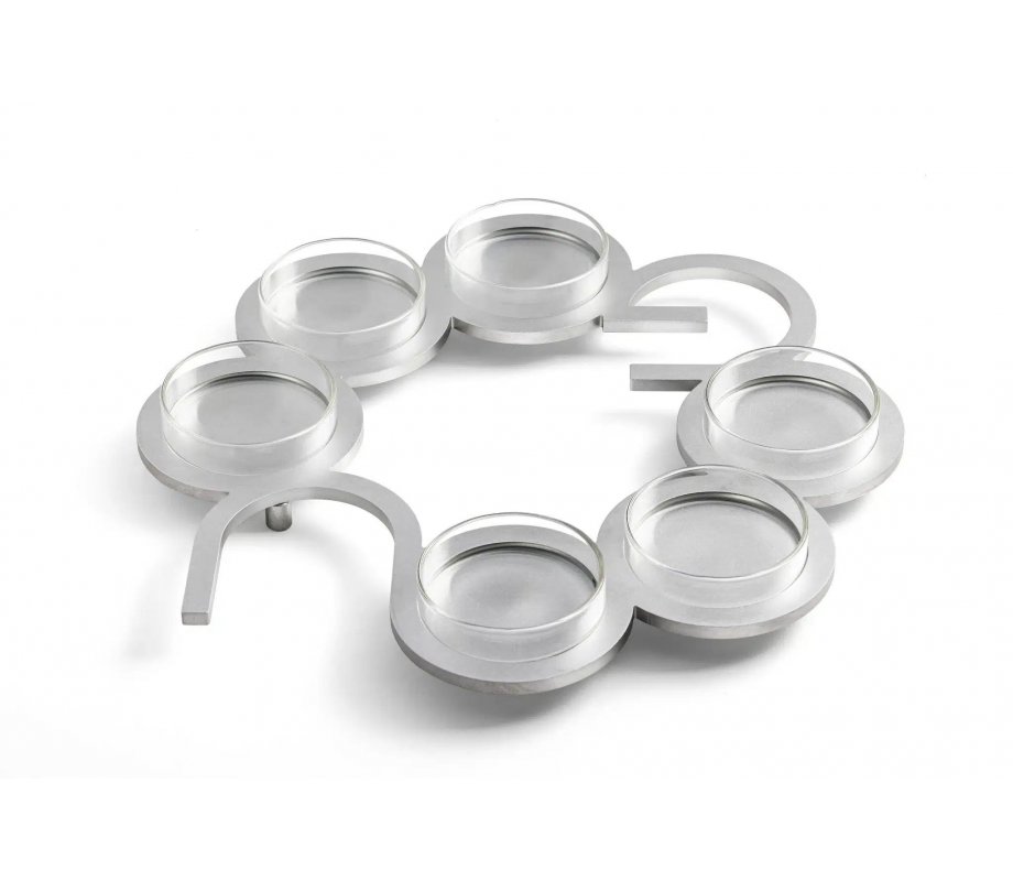 Israel Museum Anodized Aluminum Passover Seder Plate - Round Design with Pesach Letters