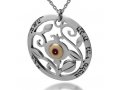 Kabbalah Pendant Necklace Silver Gold Garnet with Pomegranate Design - Ha'ari Jewelry