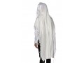 LaMenatzeach Wool Tallit Non Slip Prayer Shawl - Shiny White Stripes