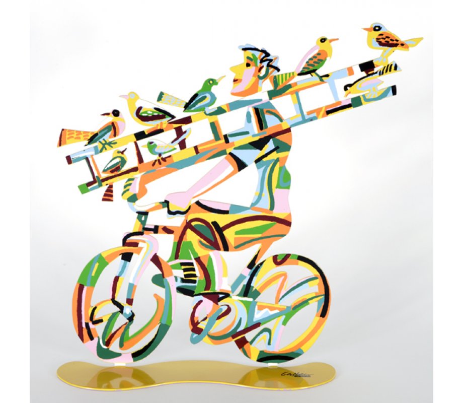 Ladder Man Free Standing Double Sided Bicycle Sculpture - David Gerstein