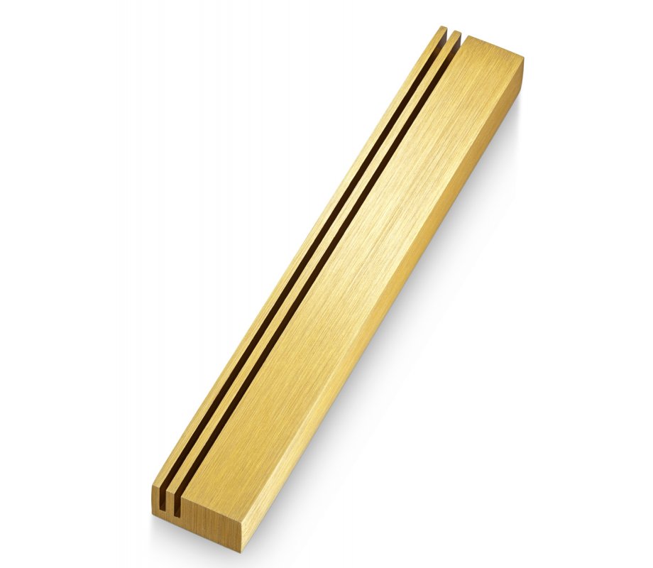 Laser Cut Vertical Tracks Mezuzah Case, Gold - Adi Sidler