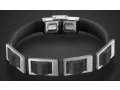 Man's Black Leather Bracelet with Stainless Steel Open Buckle Design - Adi Sidler
