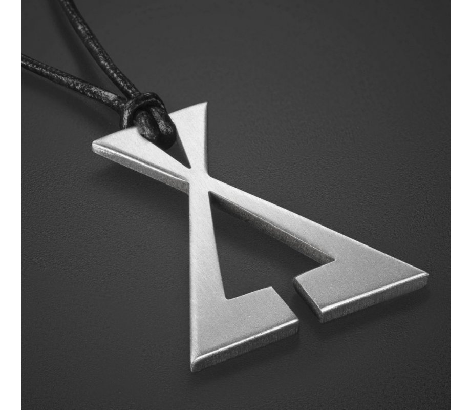 Man's Pendant Necklace Geometric Collection, Letter X and Black Cord Adi Sidler