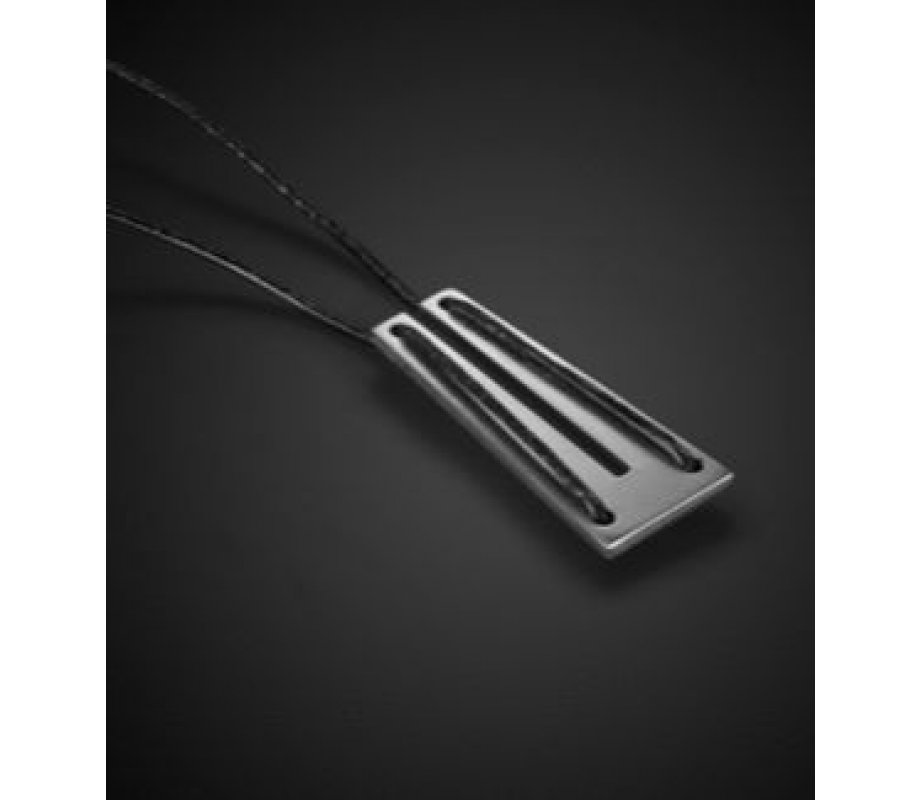 Man's Pendant Necklace, Geometric Collection with Letter U and Black Cord Adi Sidler