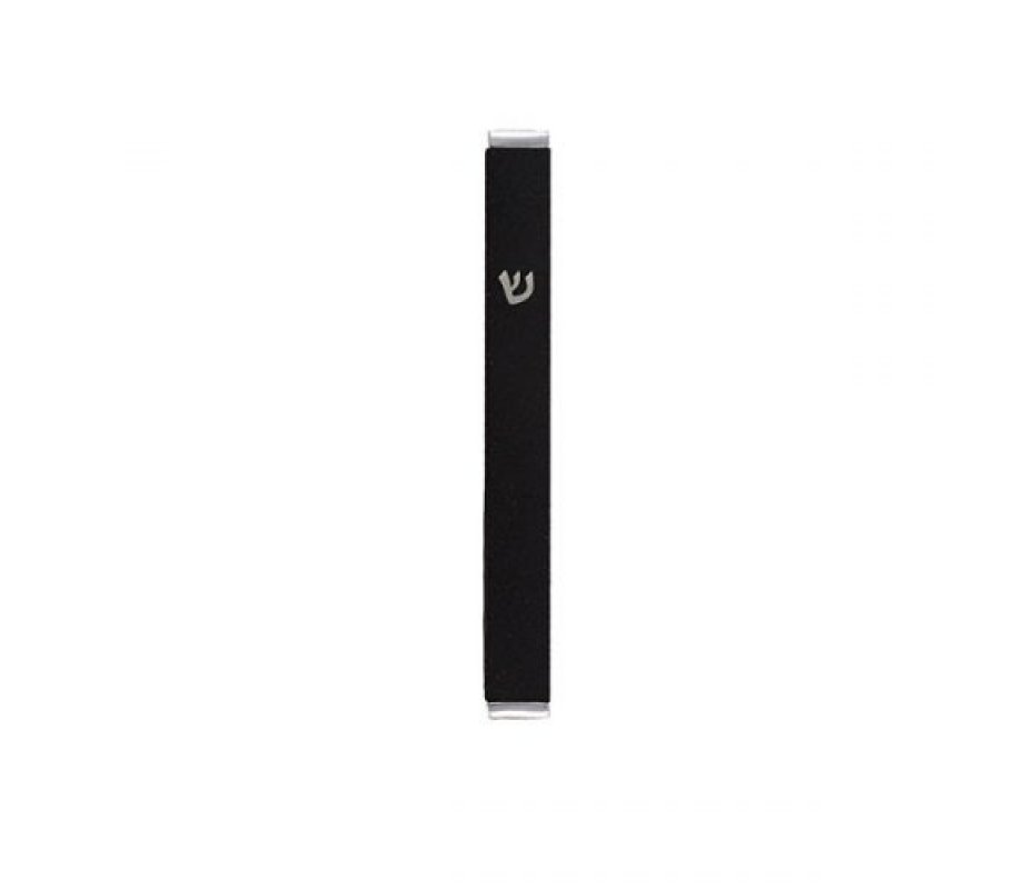 Matte Metal Mezuzah Case with Shin Letter, Black - Yair Emanuel