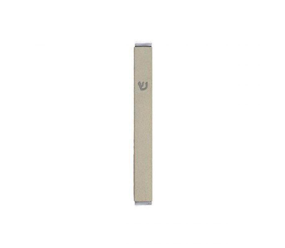 Matte Metal Mezuzah Case with Shin Letter, Pearl - Yair Emanuel