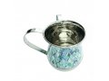 Metal Netilat Yadayim Wash Cup, Blue Abstract Design - Yair Emanuel