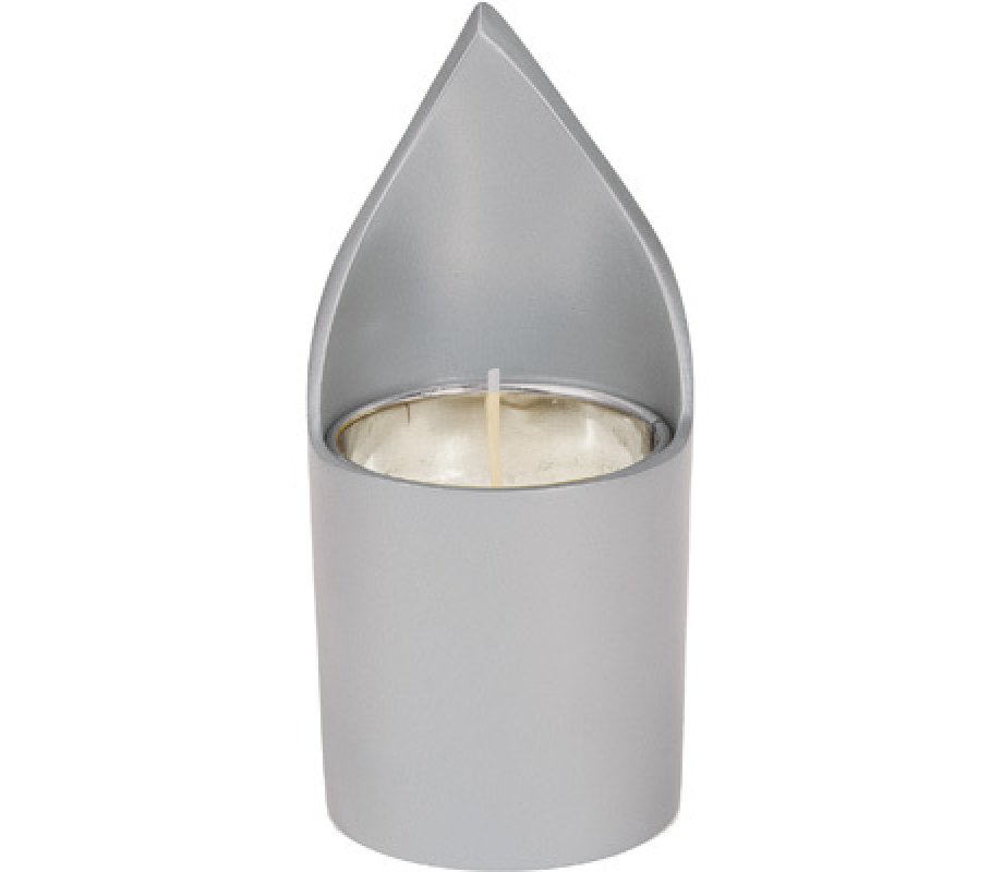 Metal Yahrzeit Memorial Candle Holder, Flame Shaped - Yair Emanuel