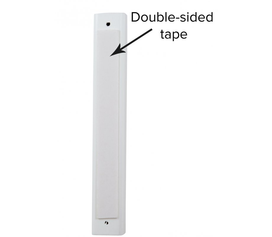 Mezuzah Case of White Wood with Gold Shin Outline