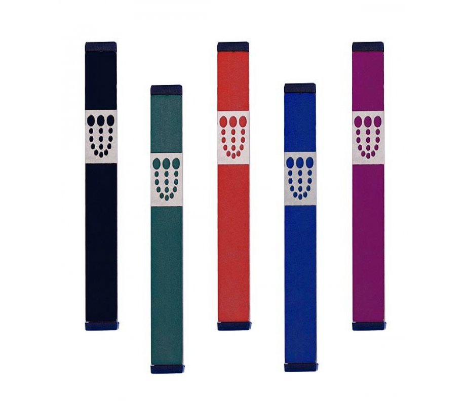 Mezuzah Case with Bubbly Dots Shin, Dark Colors at 7 Inches Height - Agayof